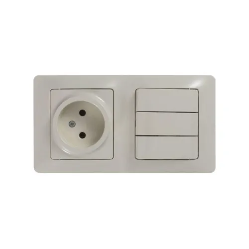 Блок комбинированный Glossa (розетка + 3-кл. выкл.) беж. SE GSL000276 фото 7