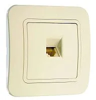 Розетка телефонная 1-м СП Lillium 16А IP20 евро стандарт крем./крем. Makel 70214