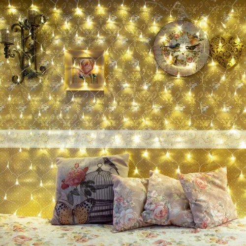 Гирлянда светодиодная "Сеть" 1.8х1.5м 180LED тепл. бел. 15Вт IP20 провод ПВХ прозр. Neon-Night 215-136 фото 2
