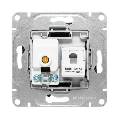 Розетка телевизионная + компьютерная СП Эпика TV + RJ45 кат.5 механизм черн. EKF UP1-SOB-TV+RJ фото 5