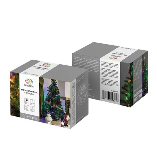 Гирлянда светодиодная елочная с кольцом 7 нитей х1.5м 105LED мультиколор 5.5Вт 220-240В IP20 не соединяемая Neon-Night 235-079 фото 8