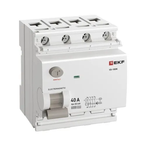 Выключатель дифференциального тока 4п 40А 30мА тип A 6кА ВД-100N электромех. PROxima EKF E1046MA4030 фото 3