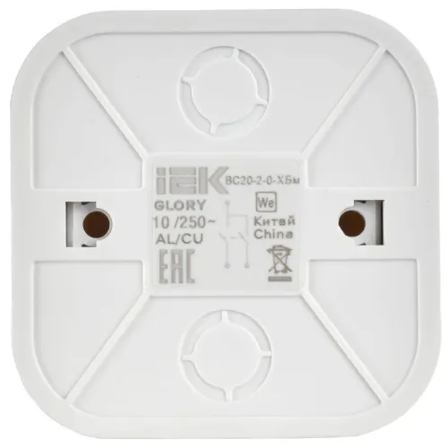 Выключатель 2-кл. ОП GLORY ВС20-2-0-ХБм 10А бел. матов. IEK EVH20-K01M-10 фото 2