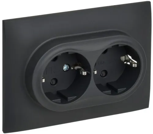 Розетка 2-м SKANDY 16А с заземл. защ. шторки в сборе SK-R07G графит IEK SK-R24-16-K53-F