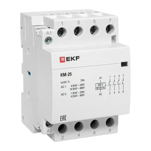 Контактор модульный КМ 25А 4NО (3 мод.) EKF km-3-25-40