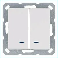 Выключатель 2-кл. 10А IP20 с подсветкой механизм бел. глянцевый Jasmart G3023NW