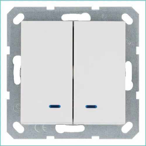 Выключатель 2-кл. 10А IP20 с подсветкой механизм бел. глянцевый Jasmart G3023NW