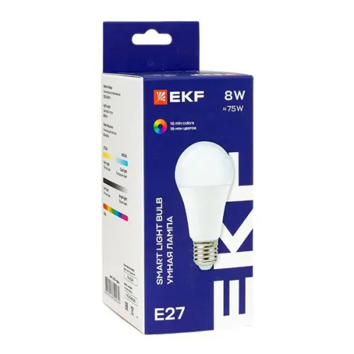 Лампа светодиодная Умная Connect 8Вт грушевидная RGBW E27 220-240В WIFI EKF slwf-e27-rgbw фото 7