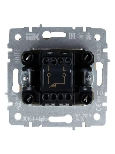 Выключатель 1-кл. СП BRITE ВС10-1-4-БрКр 10А самовозвратн. механизм беж. IEK BR-V14-0-10-K10 фото 5