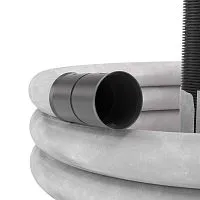 Труба гофрированная двустенная ПНД гибкая дренажная d110мм с геофильтром SN8 перфорация 360град. черн. (уп.50м) DKC 141911A-8K