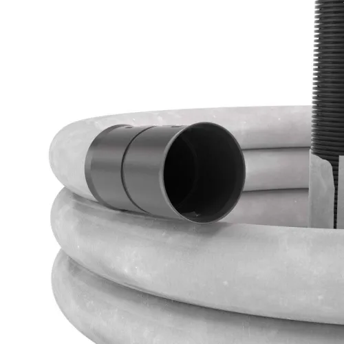 Труба гофрированная двустенная ПНД гибкая дренажная d110мм с геофильтром SN8 перфорация 360град. черн. (уп.50м) DKC 141911A-8K