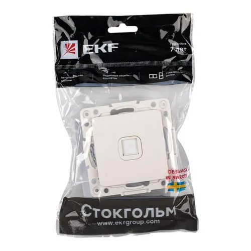 Розетка телефонная 1-м Стокгольм механизм бел. PROxima EKF EYT01-034-10 фото 9