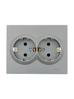 Розетка 2-м СП VESNA с заземл. ПБТ платина LEZARD 742-3500-127B