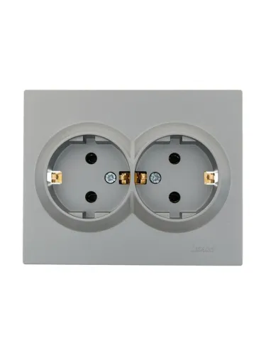 Розетка 2-м СП VESNA с заземл. ПБТ платина LEZARD 742-3500-127B