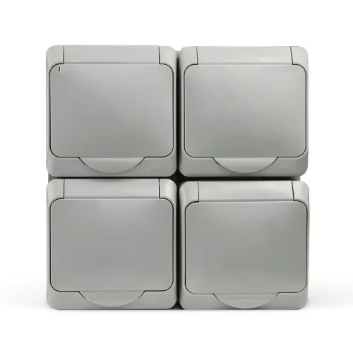 Розетка 4-м ОП Nix 16А IP54 250В с заземл. с крышкой сер. TOKOV ELECTRIC TKE-NX-R4Z-C06-IP54 фото 5