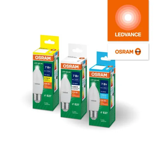 Лампа светодиодная LED G4 Value LVCLB60 7W/927 CRI95 7Вт 2700К 700лм свеча матов. E27 170-250В OSRAM 4058075579446 фото 5
