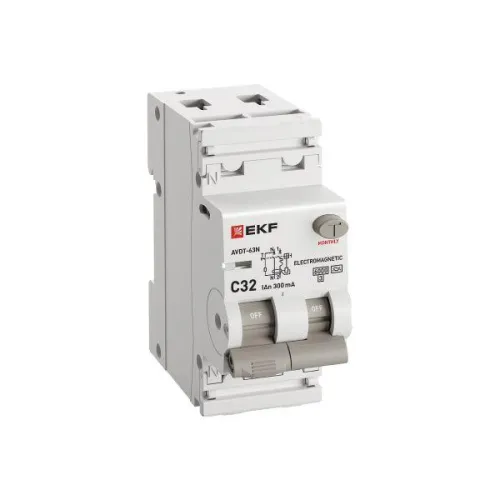 Выключатель автоматический дифференциального тока 2п (1P+N) C 32А 300мА тип A 6кА АВДТ-63N (электромех.) PROxima EKF D63N26MA32C300 фото 3