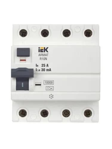 Выключатель дифференциального тока (УЗО) 4п 25А 30мА тип A ВДТ R10N ARMAT IEK AR-R10N-4-025A030 фото 3