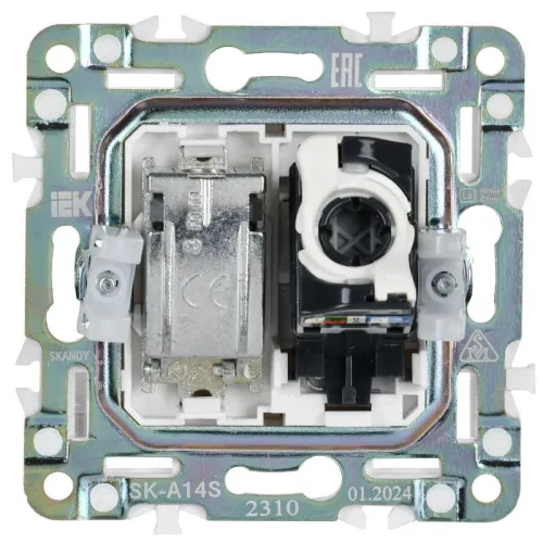 Розетка двойная TV+RJ45 кат.5E SKANDY SK-A14S серебр. IEK SK-AK20-1-K23 фото 5