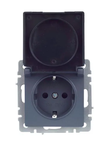 Розетка BRITE РСбш10-3-БрМ 16А IP20 с заземл. защ. шторки с крышкой механизм маренго IEK BR-R16-16-K35 фото 9
