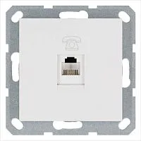 Розетка телефонная 1-м RJ11 механизм бел. глянцевый JasmartG6101W