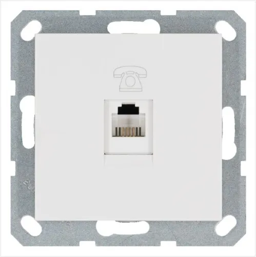 Розетка телефонная 1-м RJ11 механизм бел. глянцевый JasmartG6101W