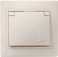 Розетка 1-м СП Кварта РСбш10-3-ККм 16А IP20 с заземл. защ. шторки с крышкой крем. GENERICA ERK12-K33-16-DM