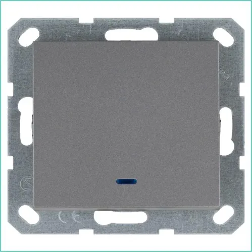 Выключатель 1-кл. 10А IP20 с подсветкой механизм алюм. Jasmart G3011NS