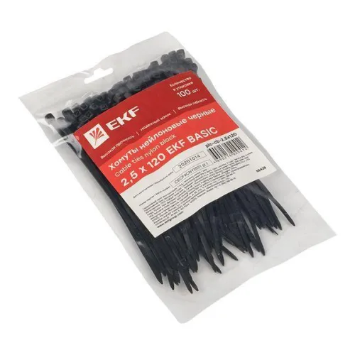 Хомут кабельный 2.5х120 нейл. черн. (уп.100шт) EKF plc-cb-2.5x120 фото 2