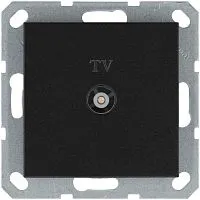 Розетка телевизионная проходная TV Ф9.5мм механизм антрацит Jasmart G6002B