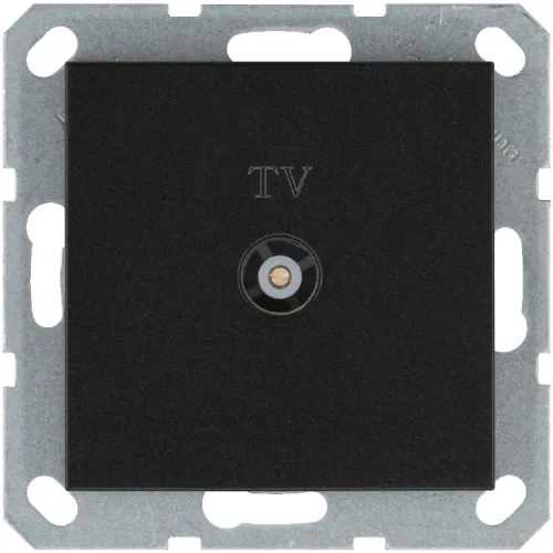 Розетка телевизионная проходная TV Ф9.5мм механизм антрацит Jasmart G6002B