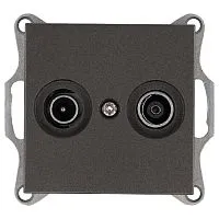 Розетка телевизионная проходная TV + FM 2-м Ф9.5мм механизм мокко Jasmart G6205Z