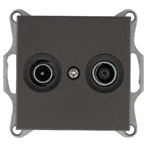 Розетка телевизионная проходная TV + FM 2-м Ф9.5мм механизм мокко Jasmart G6205Z