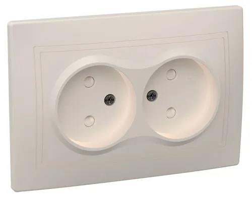 Розетка 2-м СП Кварта РСш12-2-ККм 10А IP20 без заземл. защ. шторки крем. GENERICA ERK20-K33-10-DM