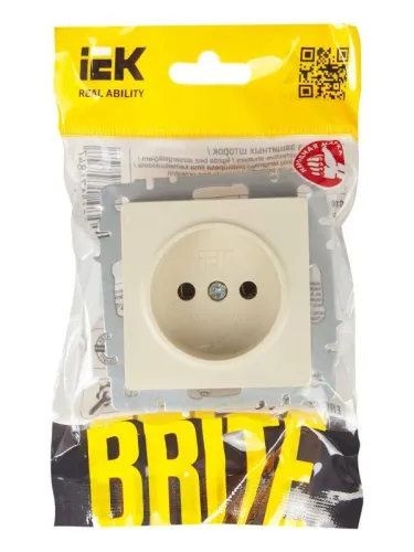 Розетка BRITE РС10-1-0-БрКр 10А без заземл. без защ. шторок механизм беж. IEK BR-R10-10-K10 фото 4