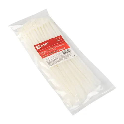 Хомут кабельный 4.8х250 нейл. бел. (уп.100шт) EKF plc-c-4.8x250 фото 3