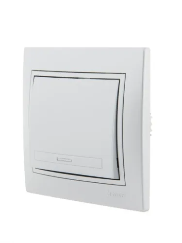 Выключатель 1-кл. СП Mira 10А IP20 со вставкой сер. метал. LEZARD 701-1010-100 фото 4