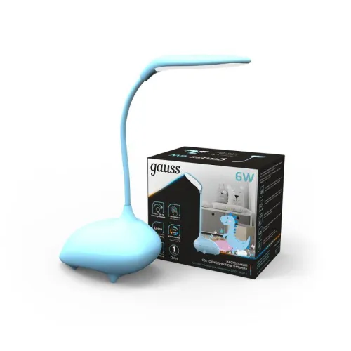 Светильник светодиодный настольный Qplus 6Вт 2700-6000К 330лм 5В аккум. Li-ion 1200мА.ч диммир. детский голуб. GAUSS GT7016 фото 5