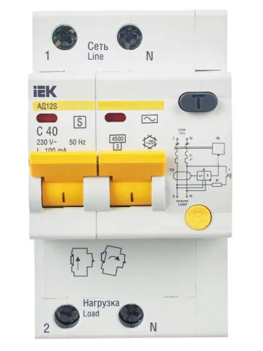 Выключатель автоматический дифференциального тока селективный 2п 40А 100мА тип AC АД12S KARAT IEK MAD13-2-040-C-100 фото 8