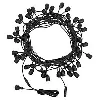 Гирлянда "Белт Лайт" 20м шаг 50см 40 подвесных патронов 50Вт IP44 провод каучук черн. Neon-Night 331-337