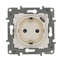 Розетка USB C Etika 16А 250В 1500мА 7.5Вт с заземл. защ. шторки безвинт. зажимы сл. кость IEK 672388