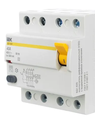 Выключатель дифференциального тока (УЗО) 4п 40А 300мА тип ACS ВД1-63S KARAT IEK MDV12-4-040-300 фото 3