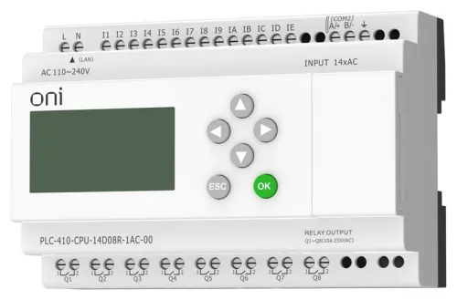 Модуль ЦПУ ПЛК 410 14 DI 8 RO 220В AC с Ethernet портом с экраном ONI PLC-410-CPU-14D08R-1AC-00 фото 3