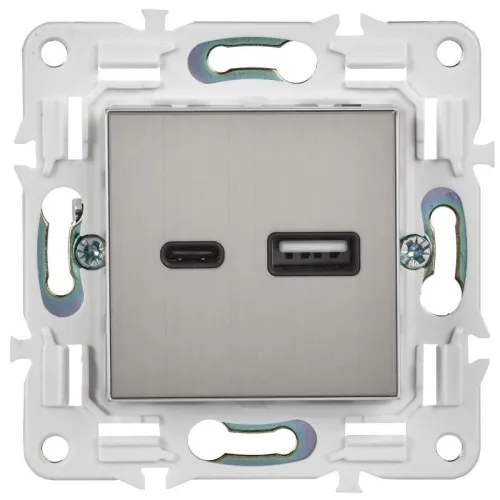 Розетка USB A+C 18Вт SKANDY SK-R13N никель IEK SK-U22-018-K50