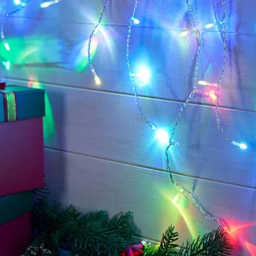 Гирлянда светодиодная "Айсикл" (бахрома) 1.8х0.5м 48LED мультиколор RGB 3Вт 230В IP20 провод прозр. Neon-Night 255-009 фото 4