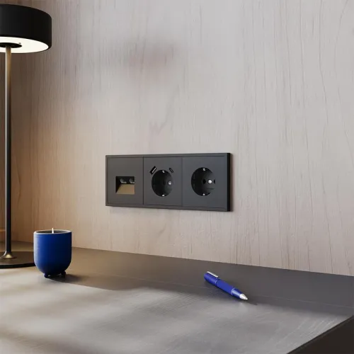 Розетка 1-м СП S70 16А с заземл. механизм черн. матов. Voltum VLS040108 фото 5