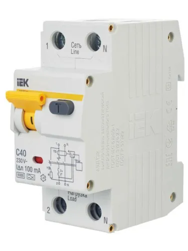 Выключатель автоматический дифференциального тока 2п (1P+N) C 40А 100мА тип A 6кА АВДТ-32 KARAT IEK MAD22-5-040-C-100 фото 3