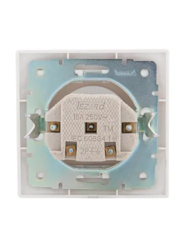 Розетка 1-м СП Mira 16А IP20 без заземл. с сер. вставкой керамика бел. LEZARD 701-0215-121 фото 4