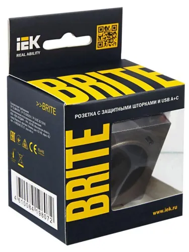 Розетка BRITE РЮш11-1-БрТБ 16А с USB A+C 18Вт с заземл. защ. шторки темн. механизм бронза IEK BR-R14-16-U22-018-K45 фото 7