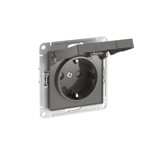 Розетка AtlasDesign 16А IP20 с заземл. защ. шторки с крышкой быстрозажим. клем. механизм сталь SE ATN000946S фото 2